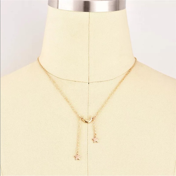 Gold Crescent Moon Stars dangly charm necklace๐๐ - Picture 2 of 4